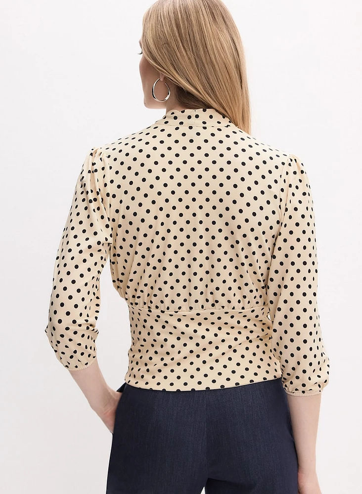 Polka Dot Tie-Neck Top