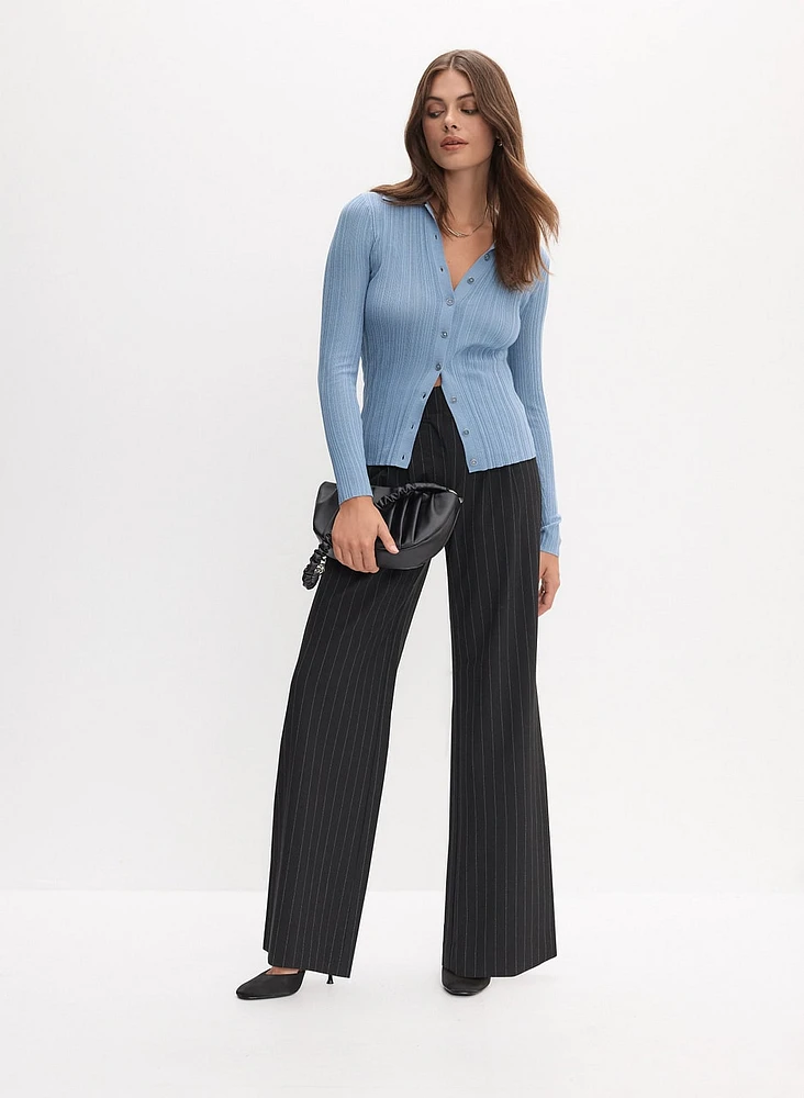 Pinstripe Wide Leg Pants