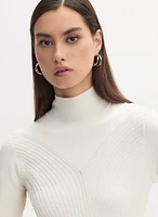 Essential Mock Neck Ribbed Knit Sweater