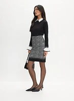 Plaid Print Knit Pencil Skirt