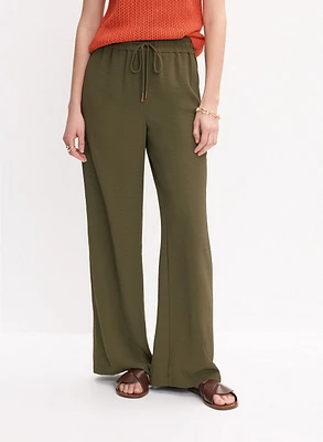 Drawstring Waist Wide-Leg Pants