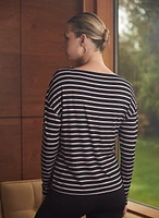 Long Sleeve Stripe Print Top