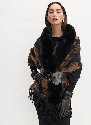 Floral Faux Fur Collar Wrap