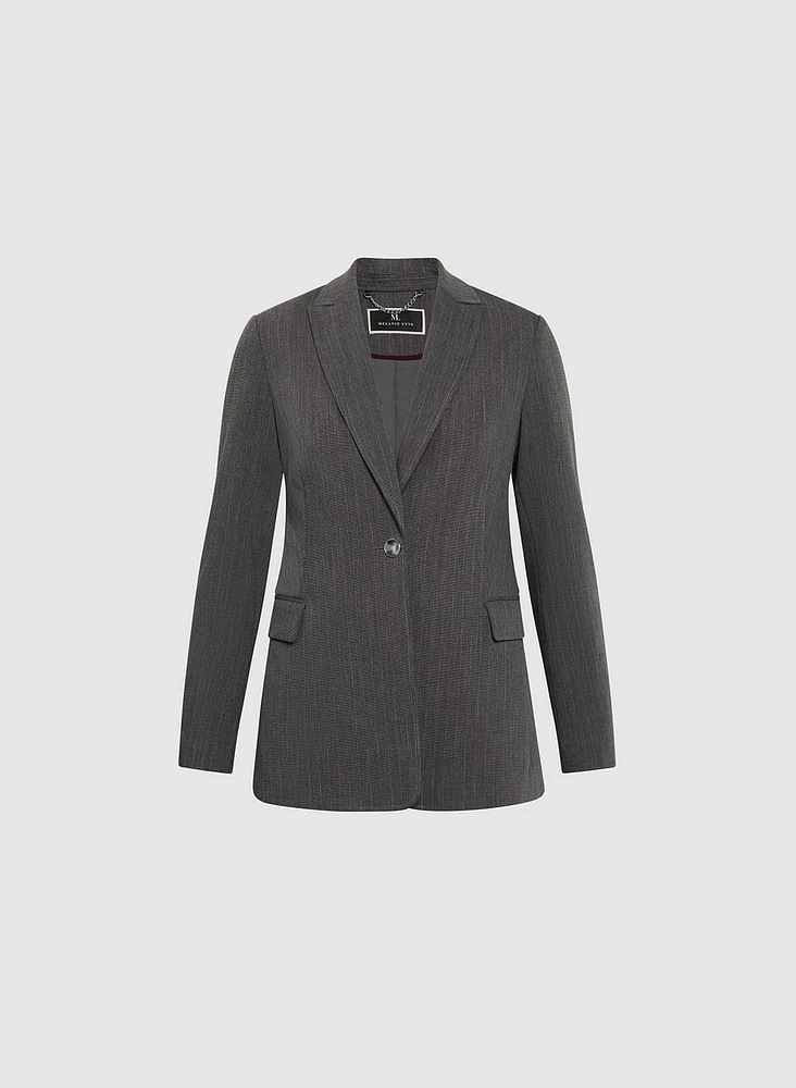 Pinstripe Single-Button Blazer