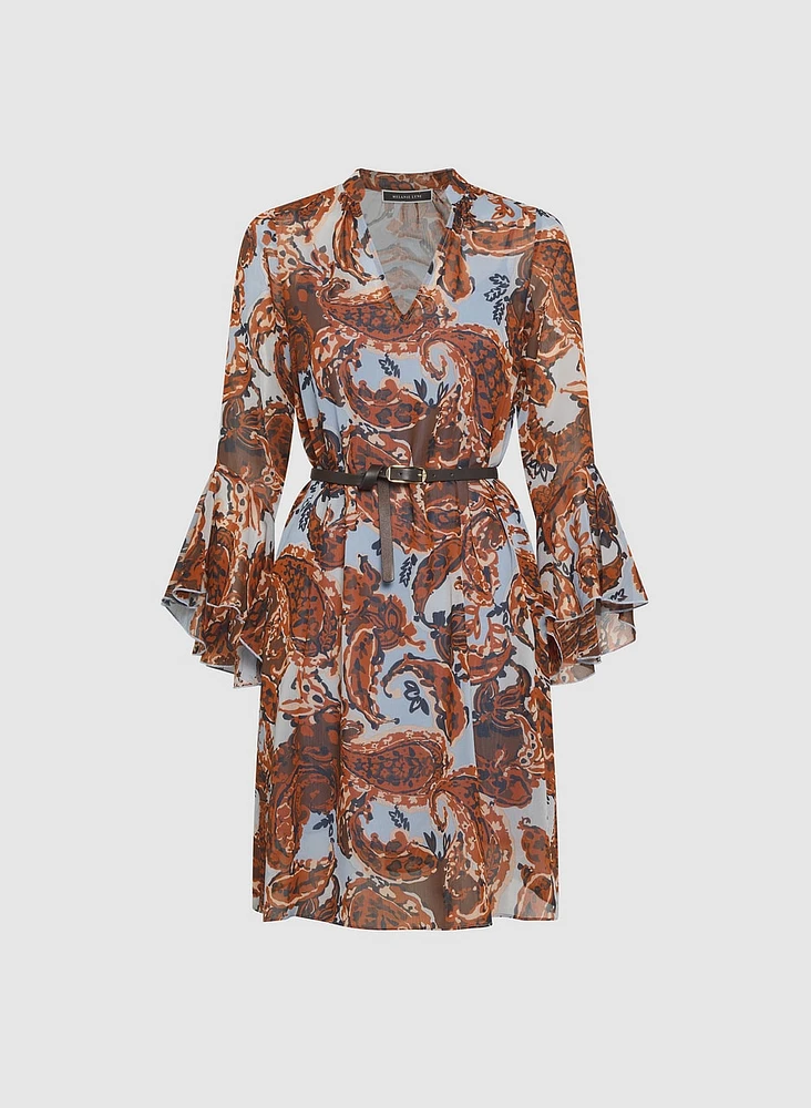 Belted Paisley Dress