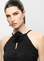 Rosette Detail Halter Neck Top