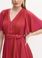 Pleated Tie Detail Dress