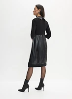 Joseph Ribkoff - Vegan Leather Cowl Neck Dress