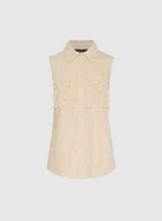 Blouse sans manches à poches en crochet