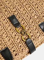 Sac à main en paille à détail métallique