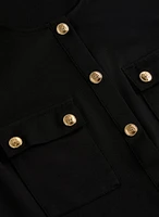 Haut boutonné à bordure en satin