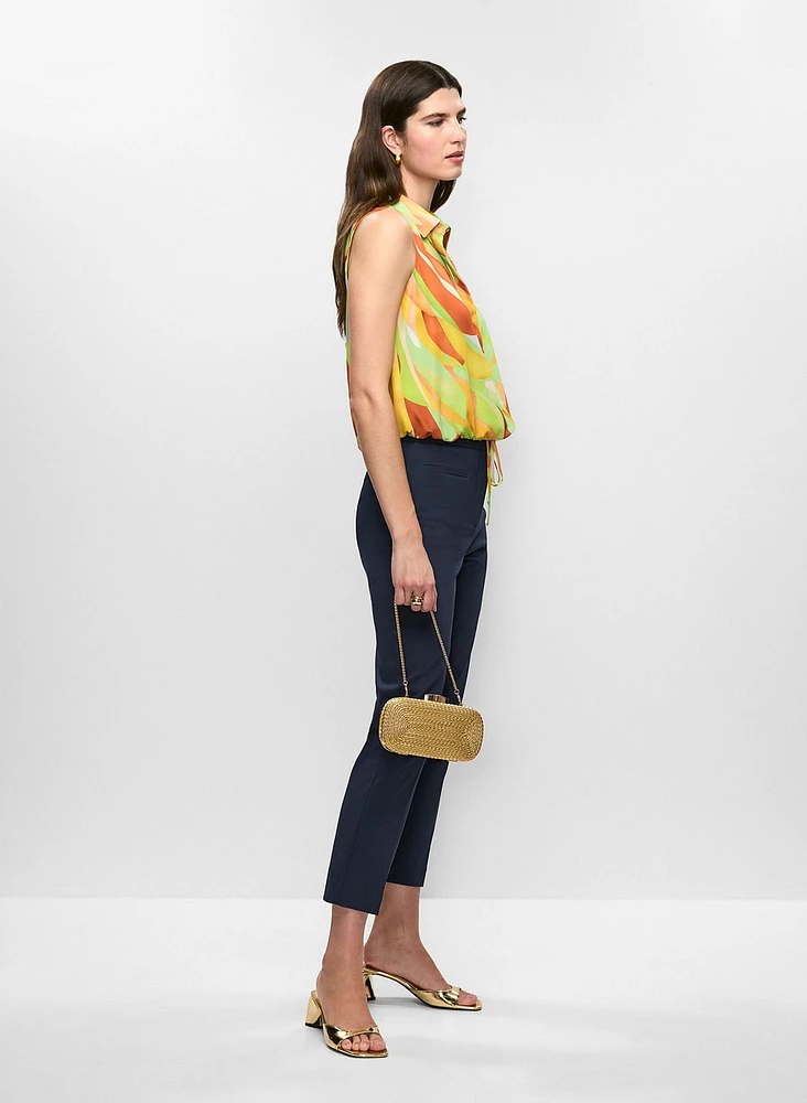Pantalon à jambe étroite avec poches passepoilées