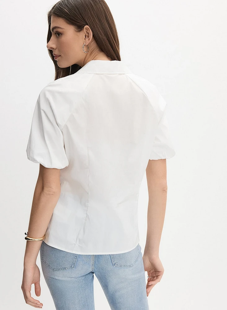 Puff Sleeve Button-Down Blouse