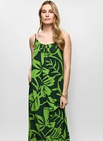 Tiered Palm Print Maxi Dress