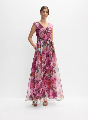 Robe florale en taffetas