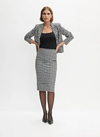 Houndstooth Print Jacket & Pencil Skirt