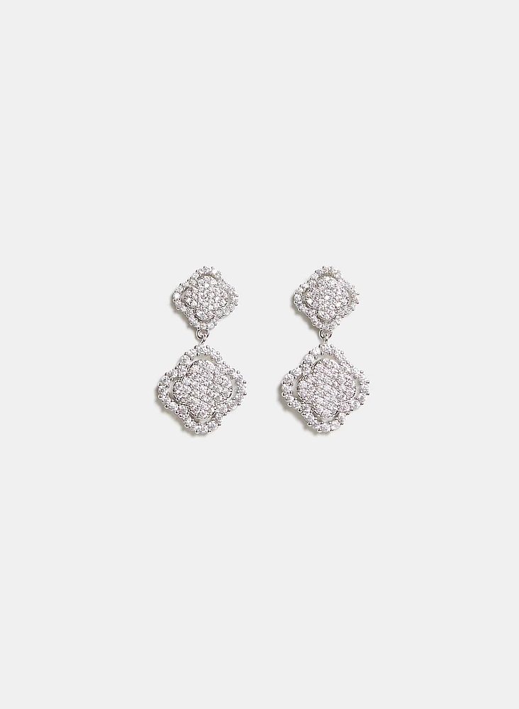Tiered Cubic Zirconia Clover Earrings