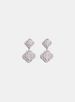Tiered Cubic Zirconia Clover Earrings