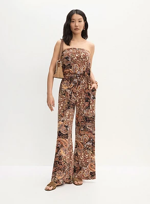 Strapless Paisley Print Jumpsuit