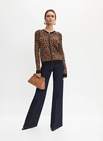 Leopard Print Cardigan & Wide Leg Jeans