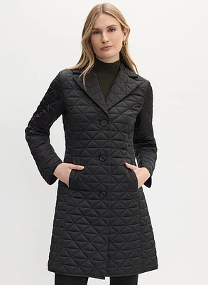 Notch Collar Diamond Quilt Coat