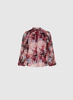 Floral Frilled Neck Blouse