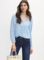 Satin Twist-Hem Blouse