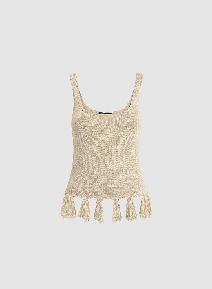 Camisole en fibres métallisées avec franges