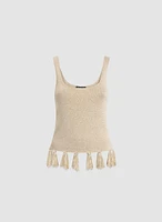 Camisole en fibres métallisées avec franges