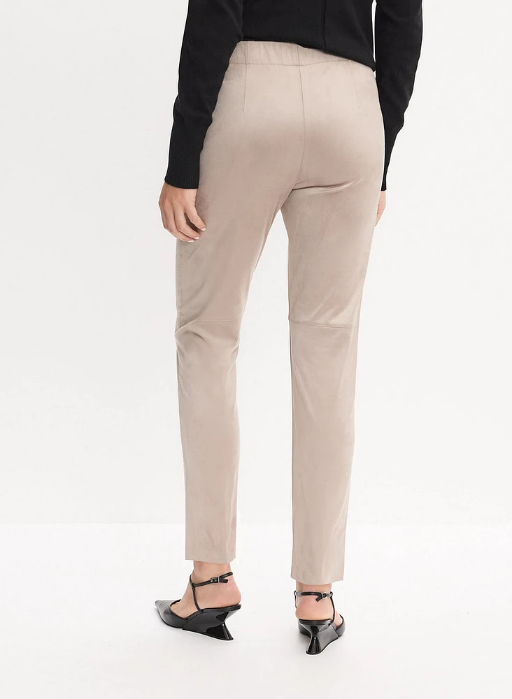 Vegan Suede Slim-Leg Pants