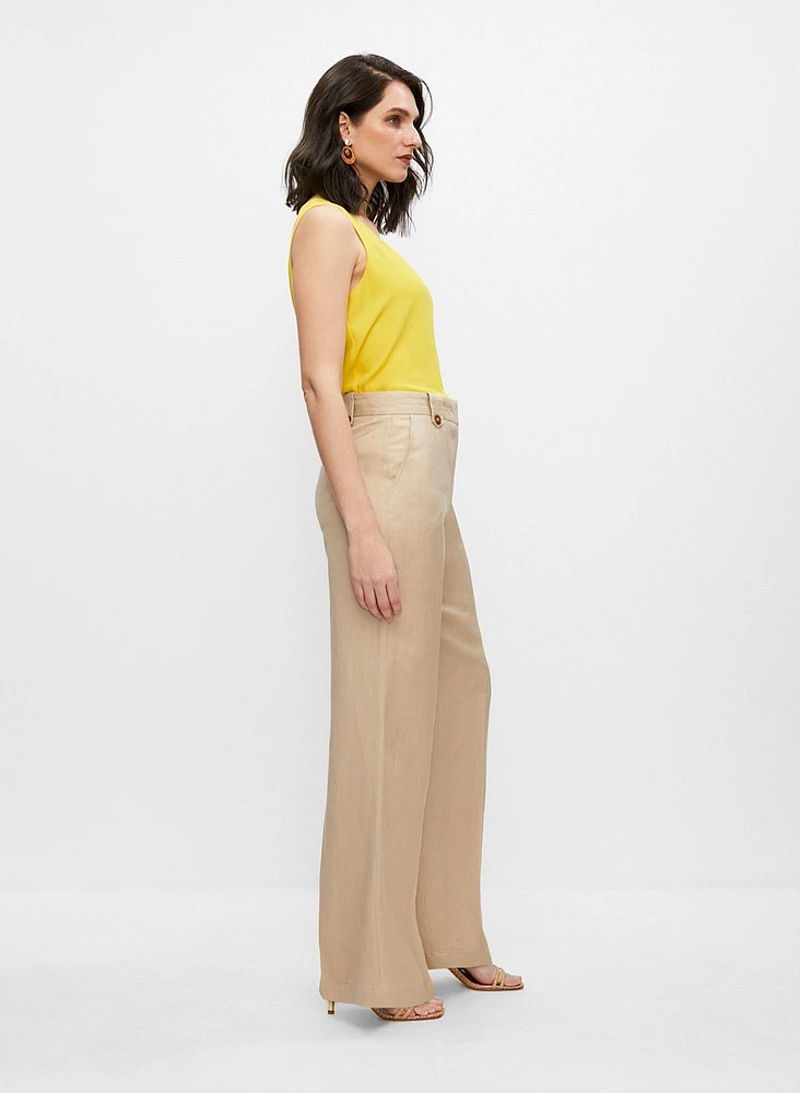 Linen-Blend Wide Leg Pants