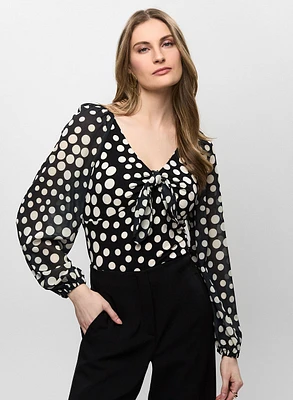 Haut en chiffon à motif pois