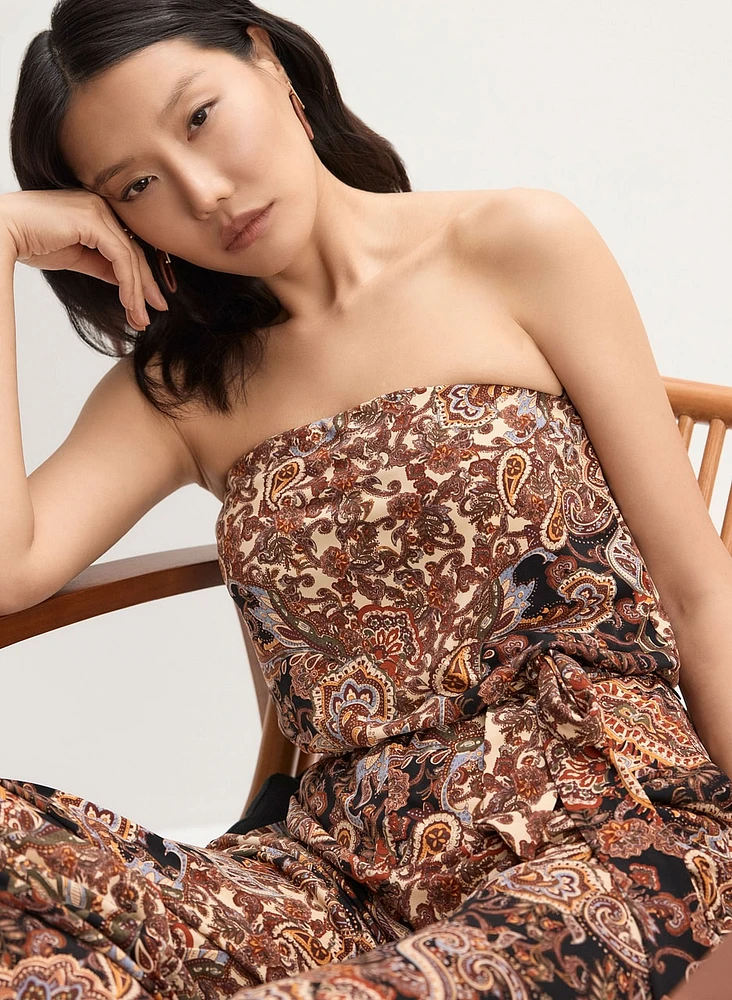 Strapless Paisley Print Jumpsuit