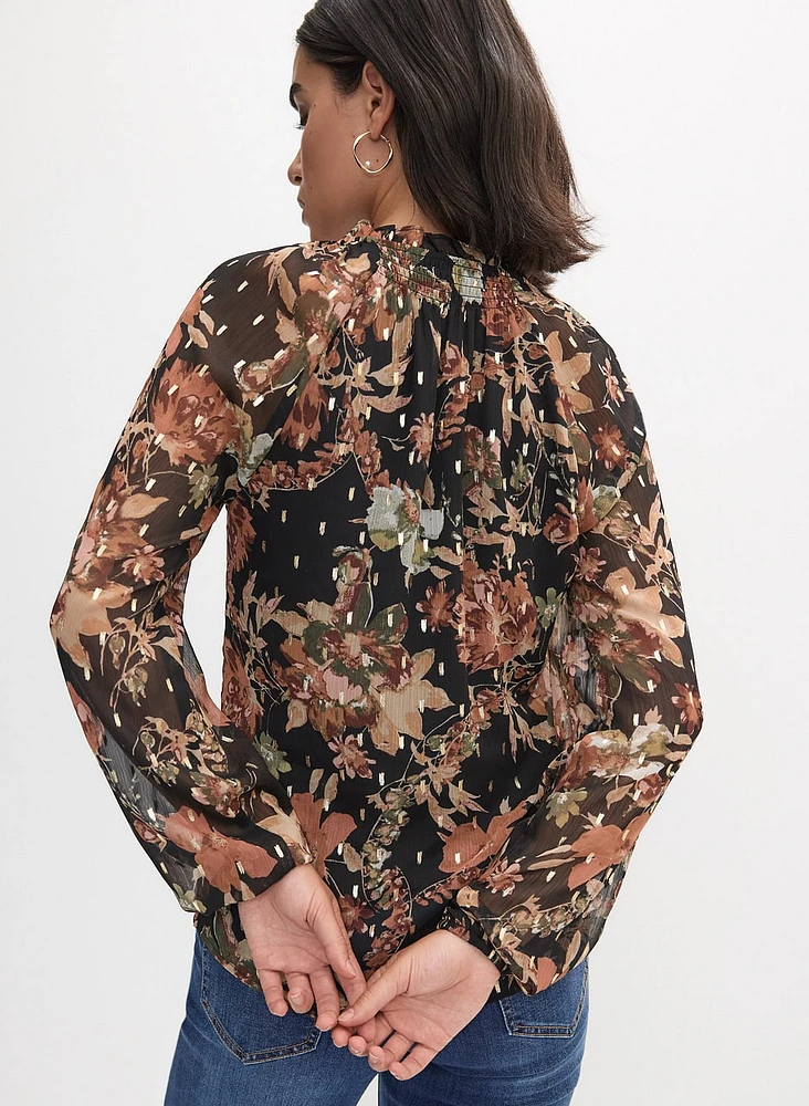 Floral Split Neck Blouse