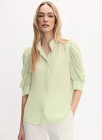 Blouse en crêpe à manches bouffantes