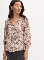 Floral Frilled Neck Blouse