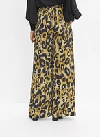 Pantalon à jambe large motif léopard