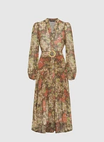 Belted Paisley Shirt Dress