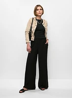 Fringe Denim Jacket & Wide Leg Pants