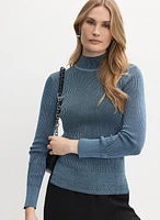 Two-Tone Rib Knit Pullover