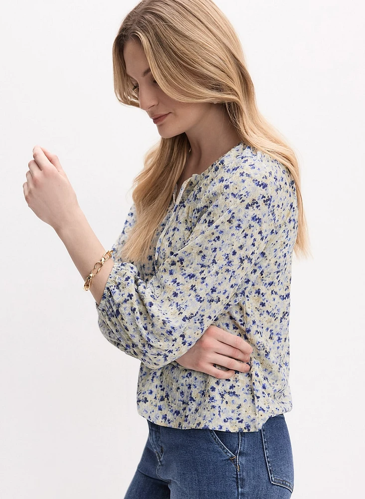 Abstract Floral Print Top