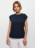 Crotchet Detail Short Sleeve Top