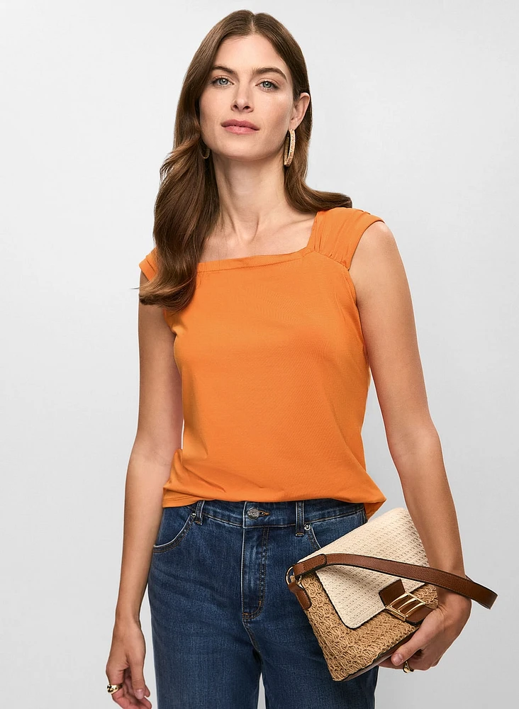 Pleated Cap Sleeve Top