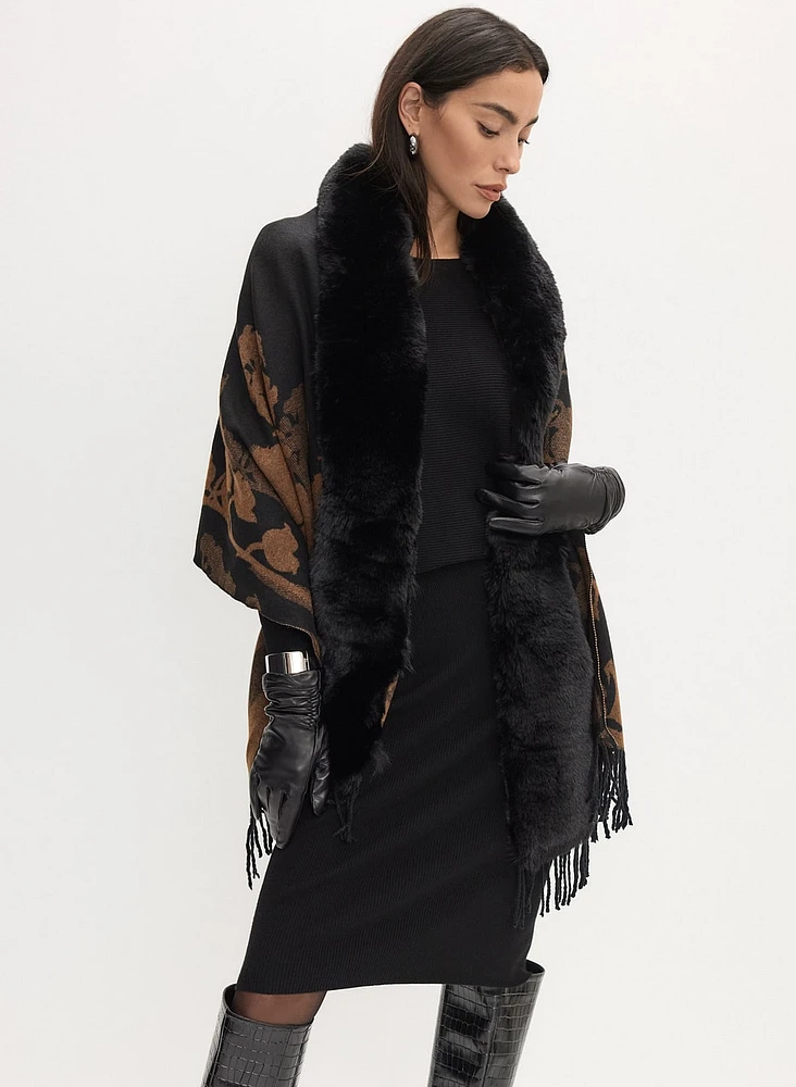 Floral Faux Fur Collar Wrap