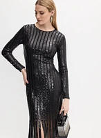 Joseph Ribkoff - Sequined Fringe Hem Dress