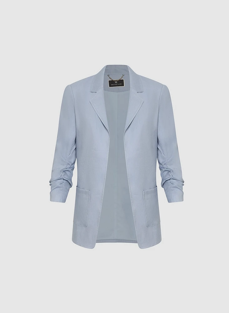 Open Linen-Blend Blazer