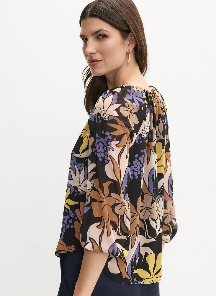 Graphic Tropical Print Blouse