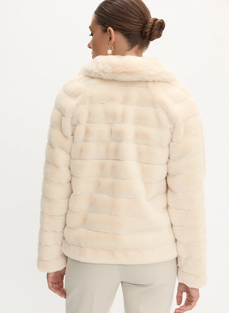 Stand Neck Faux Fur Coat