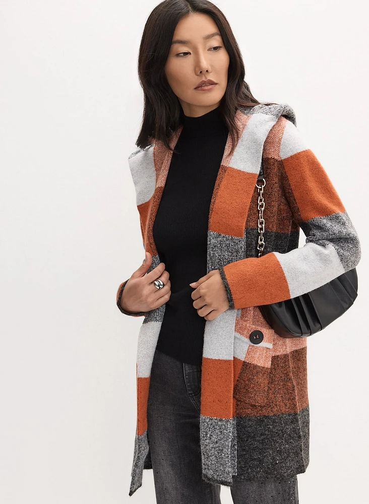 Joseph Ribkoff - Plaid Print Hooded Coatigan