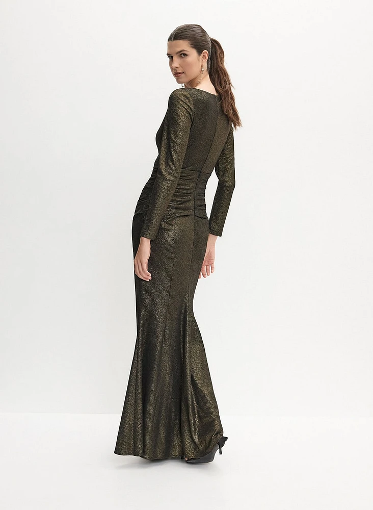 BA Nites - Foiled Ruched Waist Dress